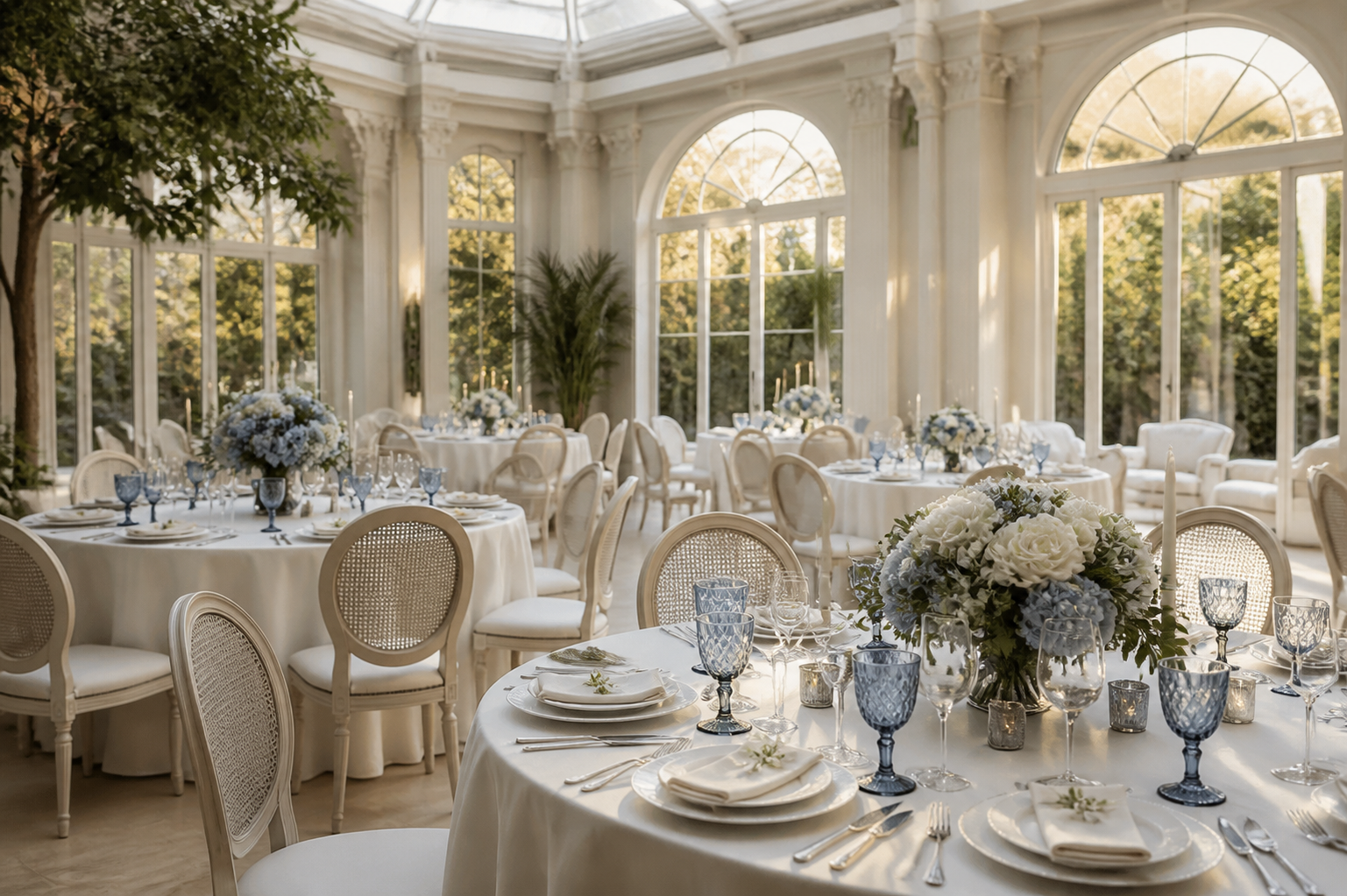 An intimate candlelit wedding table beside a calm lake